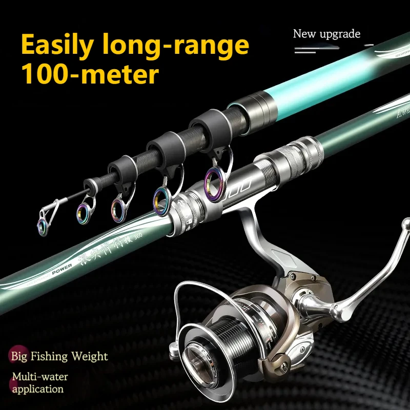 Caña de pescar giratoria telescópica de carbono ultrardura, caña de pescar giratoria de largo alcance, 2,1-4,5 - imagen 2