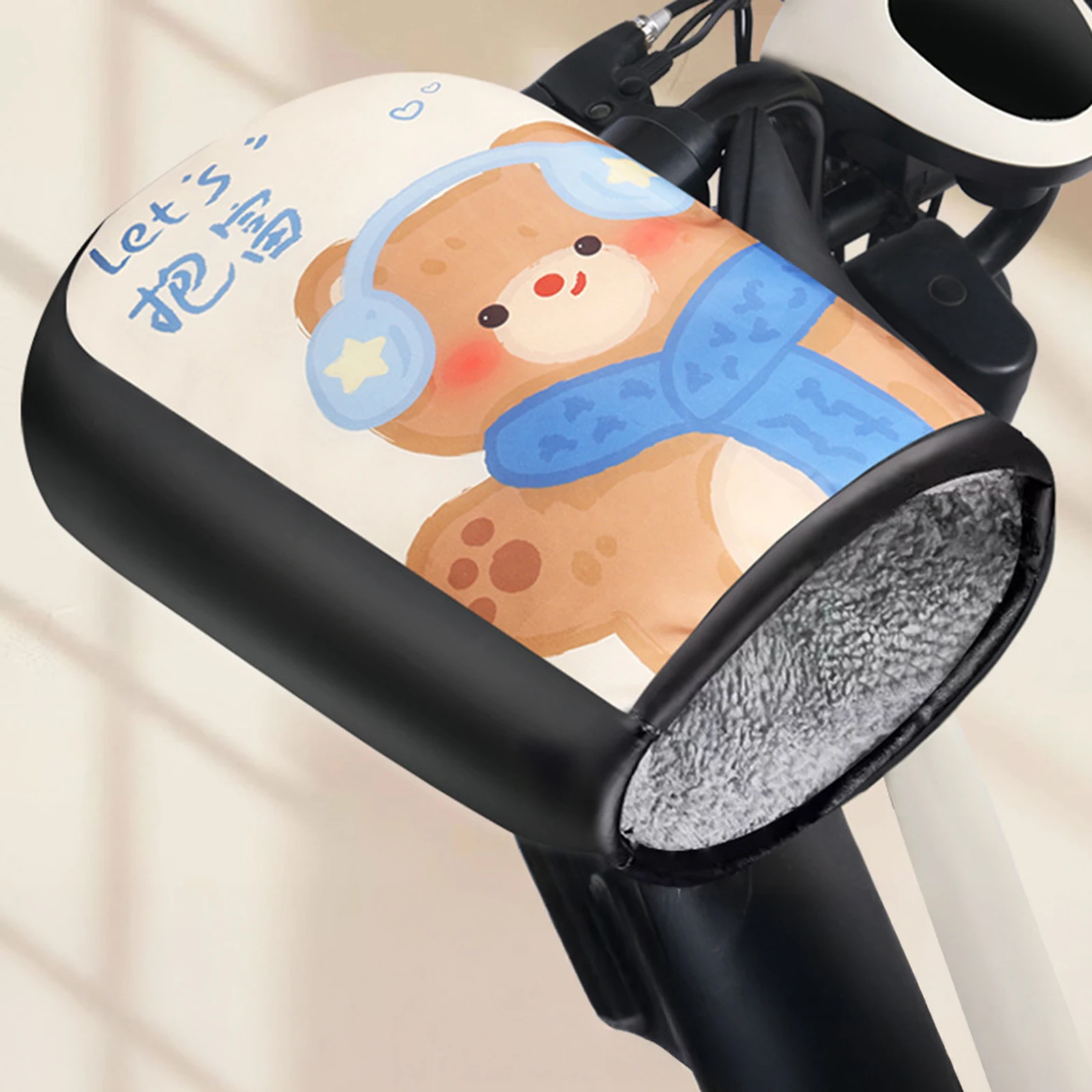 Guantes de invierno para manillar de motocicleta, manoplas cálidas para ciclismo al aire libre, bicicleta eléctrica, Scooter, guantes de felpa gruesos a prueba de viento - imagen 2