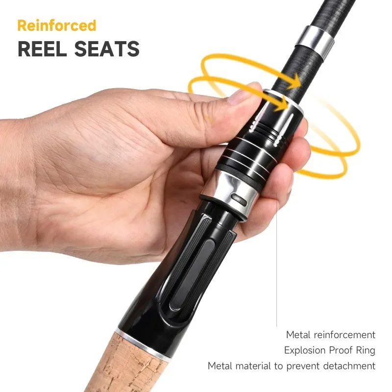 Caña de pescar telescópica, 1,6 M, 1,8 M, 2,1 M, caña giratoria de carbono, caña de pescar Baitcasting, mango de madera, aparejos de pesca de fundición, señuelo Ravel - imagen 3