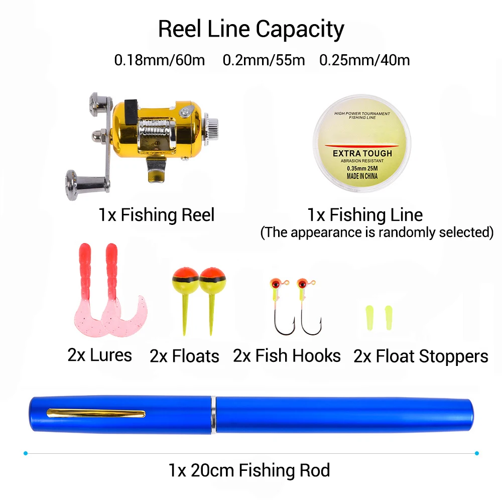 Caña de pescar portátil con forma de bolígrafo, caña de pescar de bolsillo, Mini juego de caña de pescar doblada con carrete, señuelos, cebo, accesorios de sedal - imagen 4