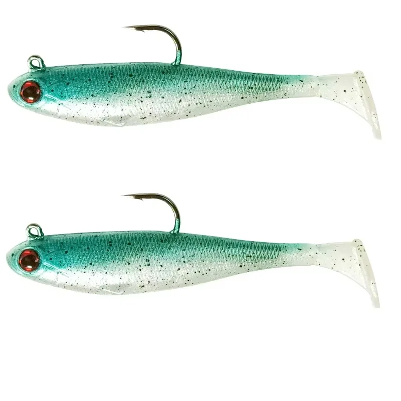 Señuelo de pesca con cola en T de 12g y 9cm, cebos de natación, cabeza de cebo suave, cebo suave con anzuelo de cabeza de plantilla, Swimbait de goma Artificial