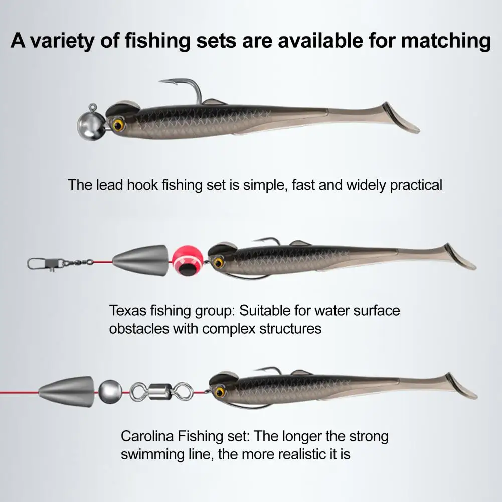 10 Uds. Señuelos de pesca cebos blandos aspecto realista postura de natación Natural cola en T señuelos artificiales Swimbaits equipo de pesca - imagen 4