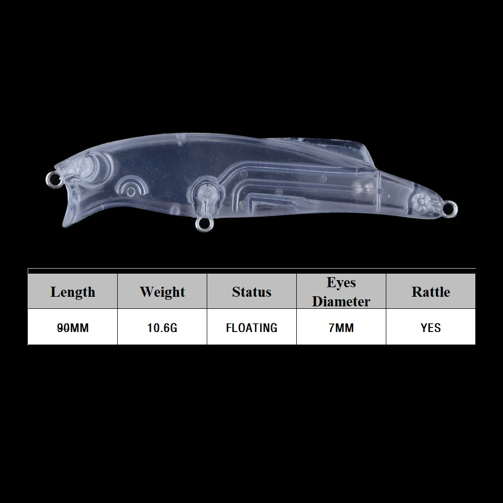 Chan'sHuang 20 piezas cebo en blanco sin pintar, 10,6g/90mm, Popper de fundición larga para caminar al perro, señuelo de pesca Artificial hecho a mano DIY - imagen 2