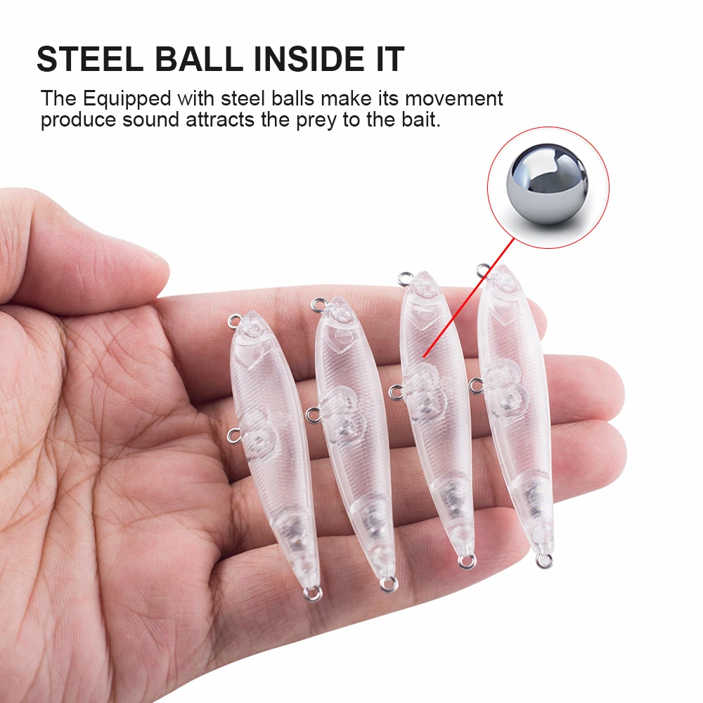 Hanlin-Mini Señuelos de Pesca, cebos de lápiz duro Minnow, de plástico flotante, sin pintar, 10/20 piezas, 5,5 cm, 2,5g - imagen 4