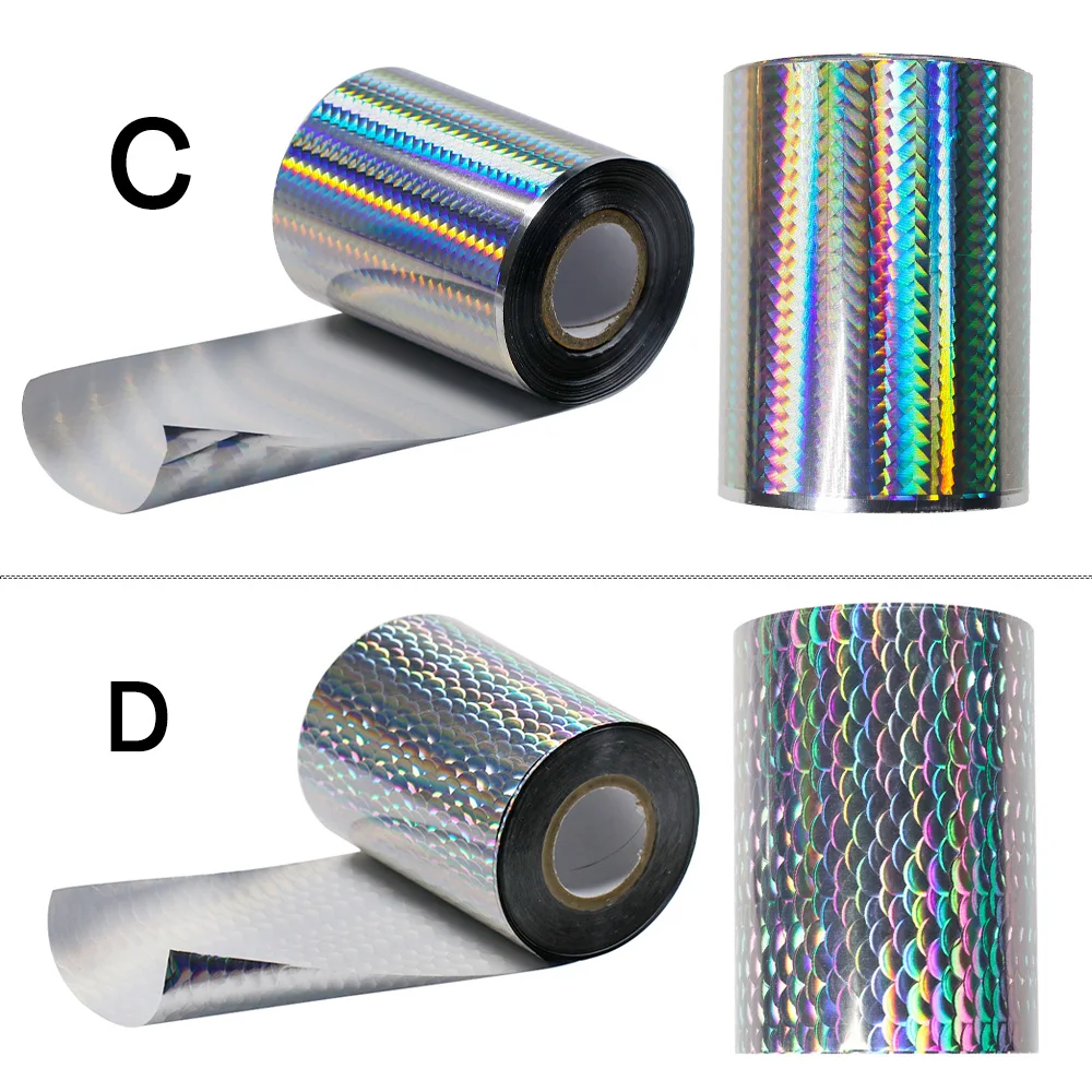 Elllv-rollo de 8cm x 120 m/rollo de papel holográfico para estampar en caliente, señuelo de pescado, Material de piel para señuelos duros, cuchara, cebo, transferencia térmica - imagen 5