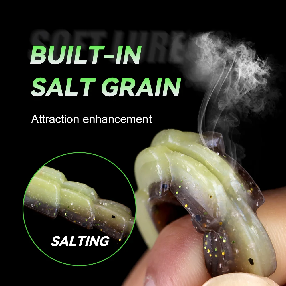 THORFORCE, 10 Uds., cebo suave, señuelo de Pesca, paleta de silicona, palo de cola en T, gusano salado, Swimbait, Wobbler, Pesca, Lucio, trucha - imagen 4