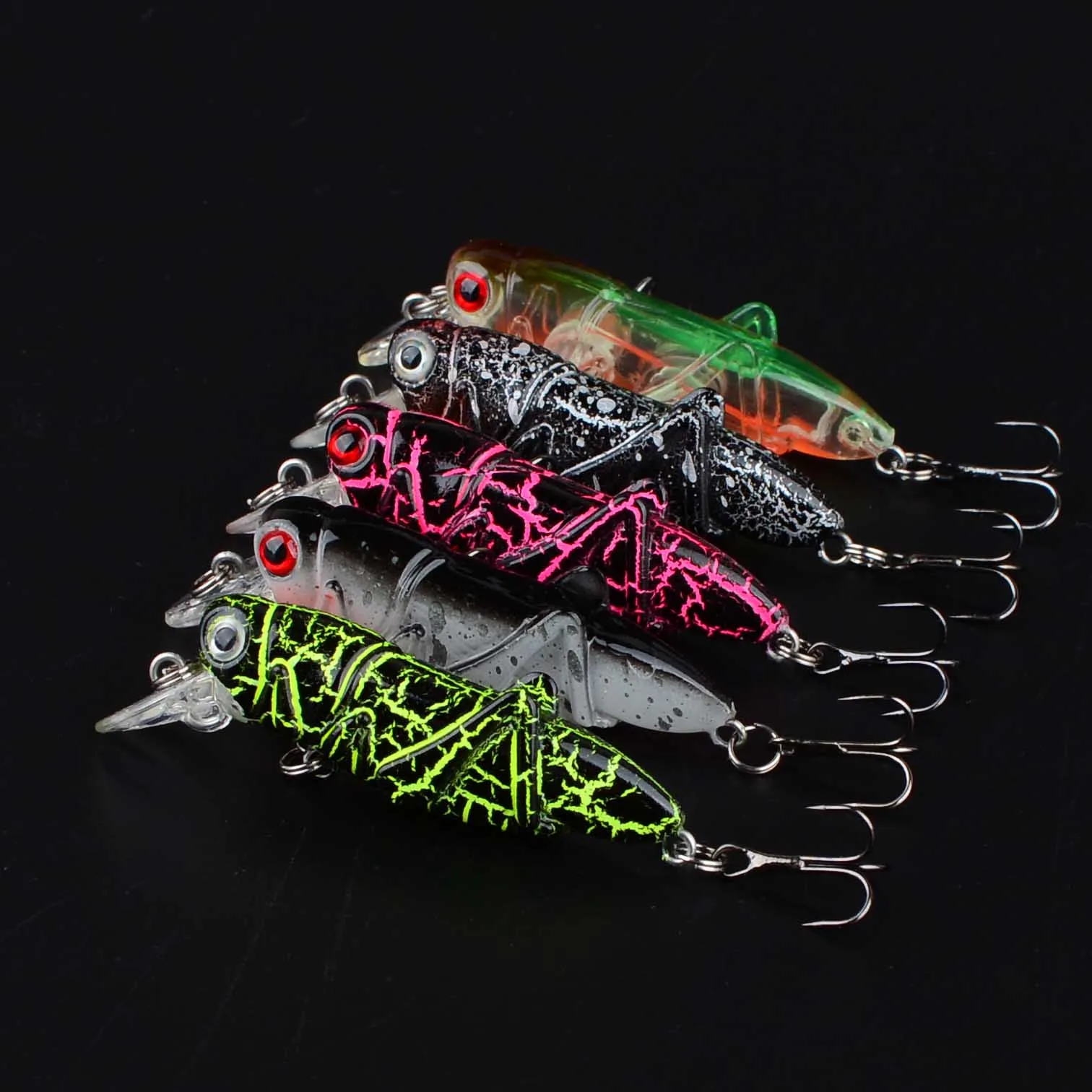 Señuelos de pesca de insectos saltamontes, cebo duro Wobbler, cebo Artificial realista, Swimbait de lubina, 5 uds. - imagen 5