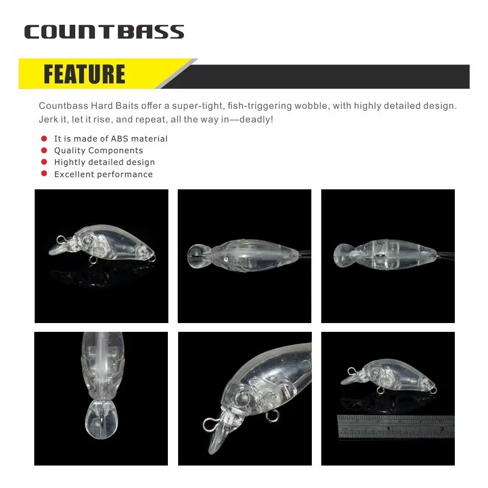 Countbass 10 Uds. Señuelo duro en blanco que se hunde 35mm/1,4 "3g/0,1oz Crankbait, cebos de pesca sin pintar, Wobblers, cebos duros en blanco - imagen 4