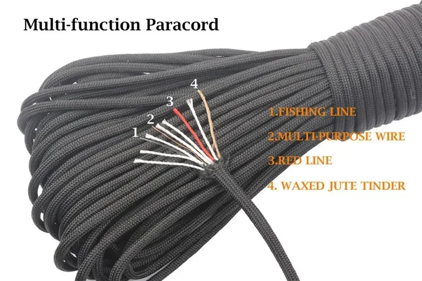 Cuerda de paracaídas Paracord de 9 núcleos y 4mm, cuerda de seguridad de rescate de emergencia para exteriores, cuerda multifuncional para escalar y acampar, tendedero para senderismo - imagen 4