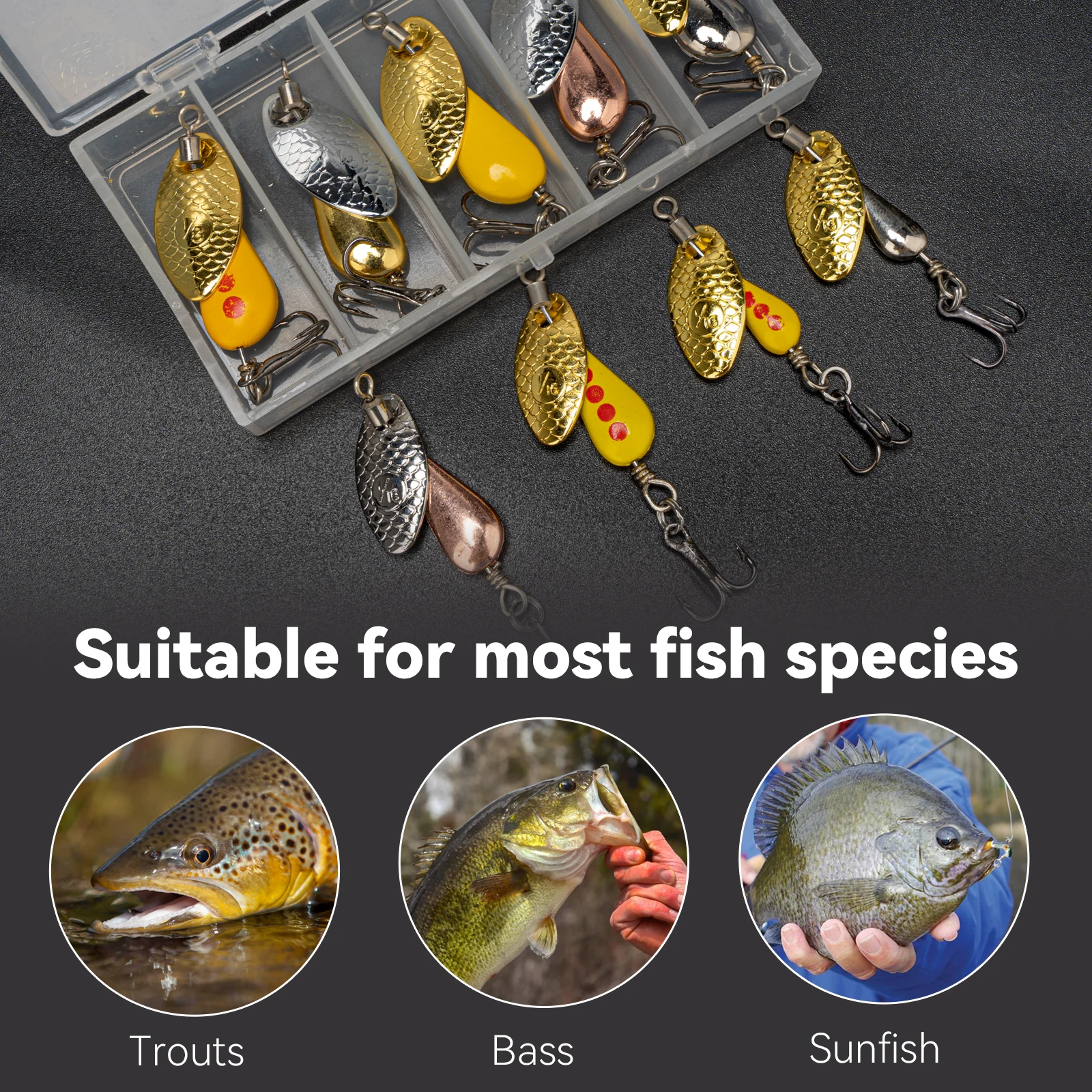 5 uds cuchara giratoria cebo de Metal señuelo de pesca 2,8g 4,7g 6,7g lentejuelas cuchara de tiro largo cebos para lubina trucha perca Lucio pesca - imagen 5