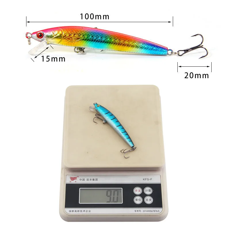 Señuelos de pececillos flotantes de plástico duro, cebos falsos, accesorios de equipo de pesca ABS, 10cm/9g, piezas colores mezclados - imagen 5