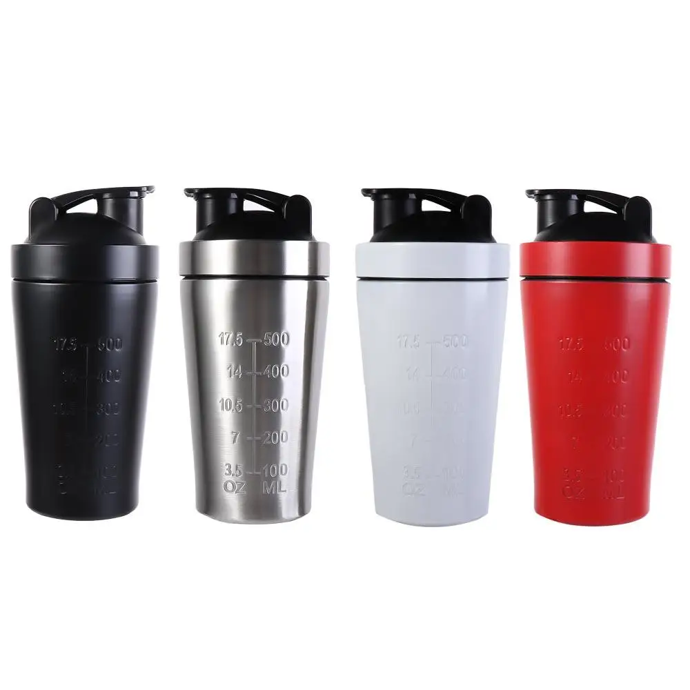 Taza de batidos de suero de acero inoxidable 304 con escala, taza de proteína en polvo para Fitness a prueba de fugas, taza de agua deportiva portátil de gran capacidad - imagen 4