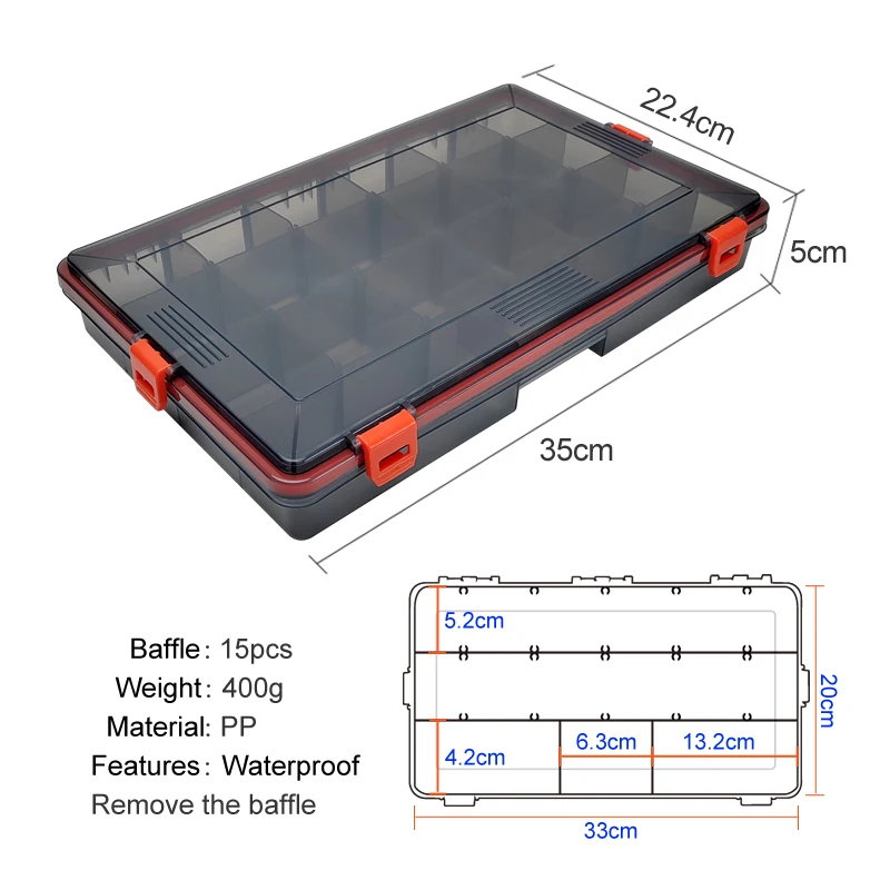 Caja de pesca multifuncional, contenedor de cebo de pescado, caja de herramientas de almacenamiento portátil, impermeable, caja organizadora de aparejos de gran capacidad - imagen 2