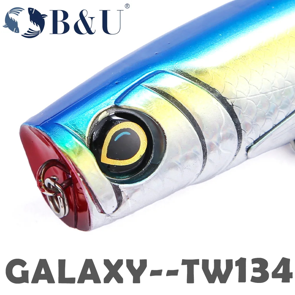 B&U Popper Topwater-señuelo de pesca, cebo duro Artificial de agua salada para superficie de mar de atún - imagen 4