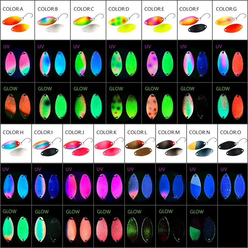 LETOYO 2,5g 3,5g 5g capa de natación completa señuelo cuchara luminoso UV Spinner cebo pintura de doble cara cuchara de cobre señuelo de pesca - imagen 4