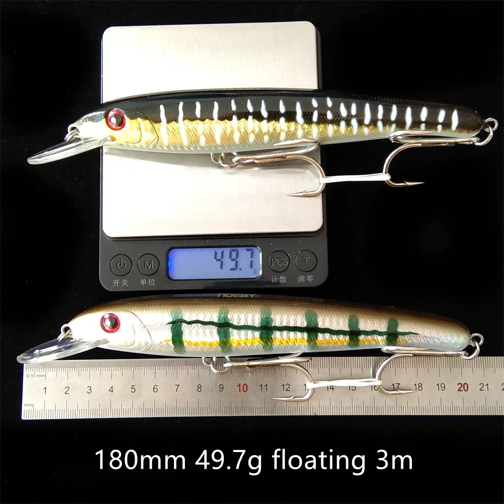 Noeby señuelo de pesca de pececillos de plástico duro, cebo Artificial grande Crankbait, Peche, lubina, Lucio, Carpa, accesorios, 18cm, 48g - imagen 5