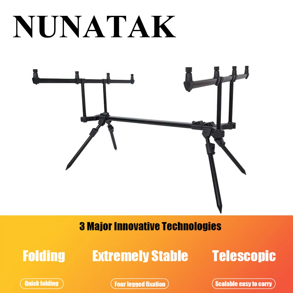 Soporte para caña de pescar NUNATAK, soporte plegable de 4 pies para carpa, marco de soporte para caña de alto carbono, soporte para pesca en el mar, herramientas de pesca de carpa - imagen 2