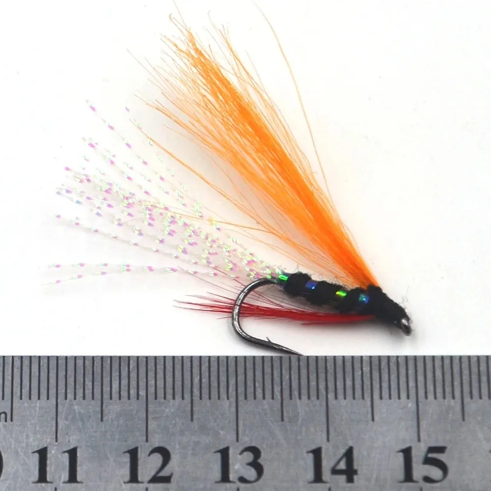 MNFT Minnow Streamer con plumas rojas y naranjas para pesca - imagen 5