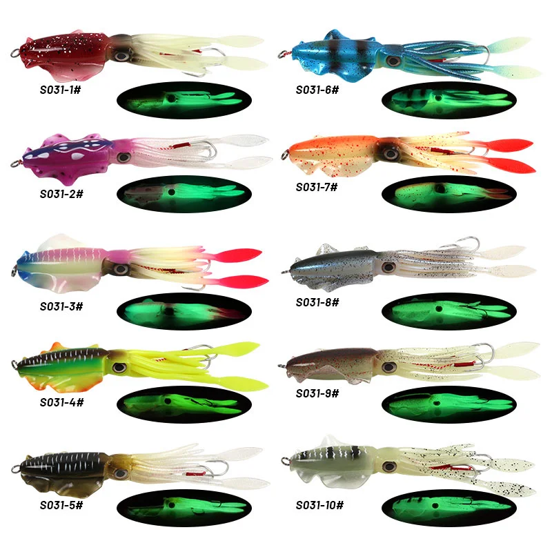 Señuelos de pesca con plantilla de calamar UV luminosa de goma Artificial suave de silicona 60g120g150g para pesca en el mar cebo Wobbler de curricán - imagen 2