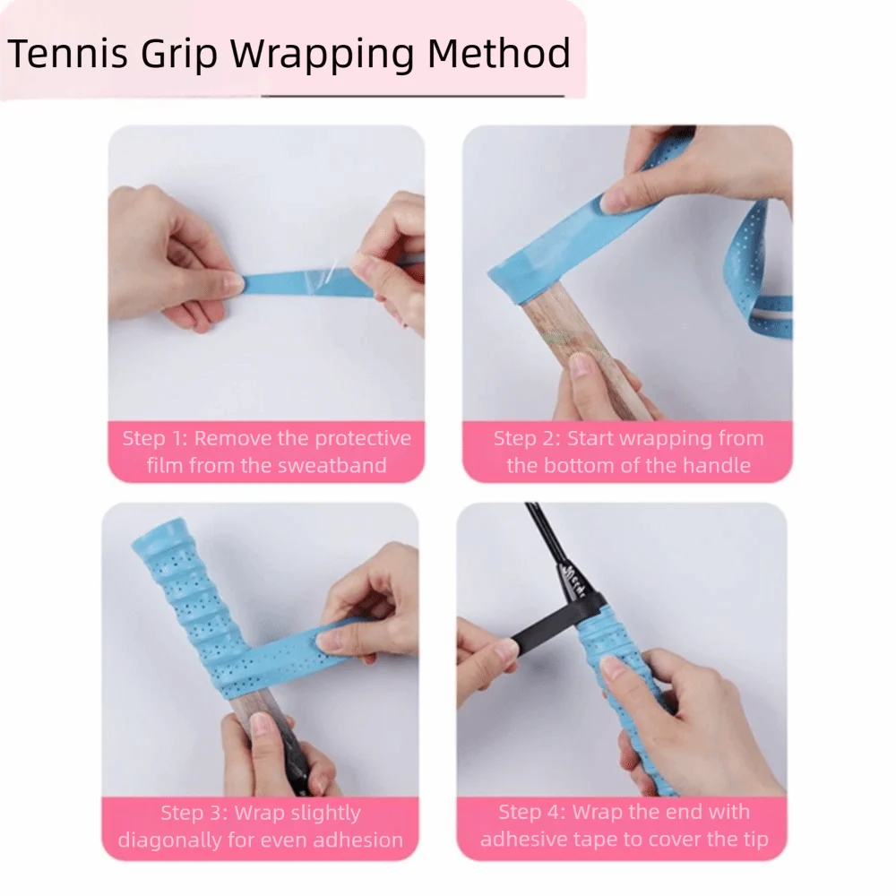 Overgrip de bádminton antideslizante, absorción de sudor perforada, cinta de tenis, bobinado, raquetas transpirables, suministros de raqueta de agarre - imagen 2