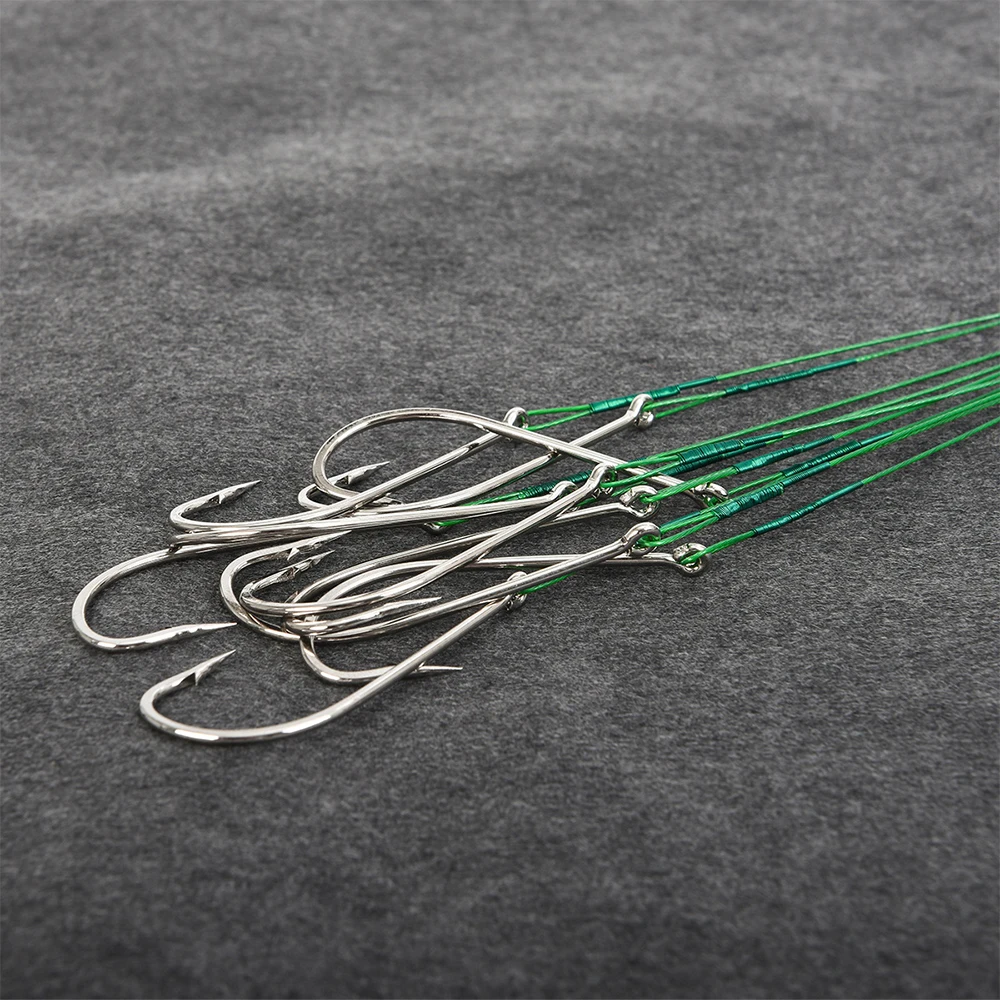 Lionriver-gancho de alambre de acero recubierto de nailon, anzuelo de alambre de pesca antimordedura, aparejos de pesca de agua salada, 10 unids/lote por paquete - imagen 5