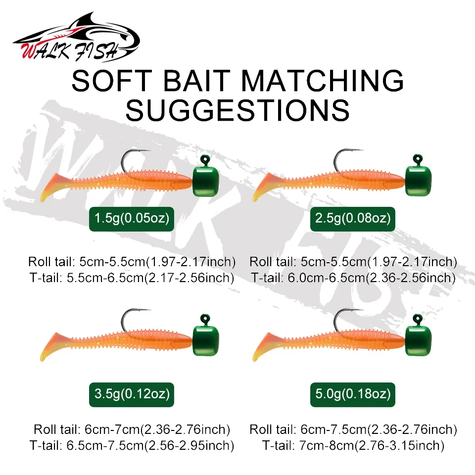 WALK FISH 5 uds 3,5G/5G anzuelos de pesca Ned Rig Jig cabezas de plantilla de setas cebos de gusano suave anzuelos para lubina trucha Pike - imagen 5