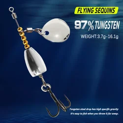 Señuelo giratorio tungsteno 3,7g-16,1g con lentejuelas para lubina y trucha