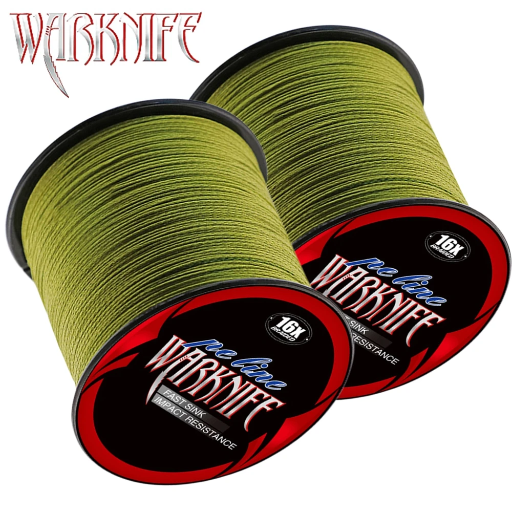 Warknife-sedal de pesca trenzado japonés, 16 hebras, 100M-2000M, núcleo hueco, PE Extreme, 20LBs-500LBs, línea de asistencia trenzada, verde militar - imagen 5