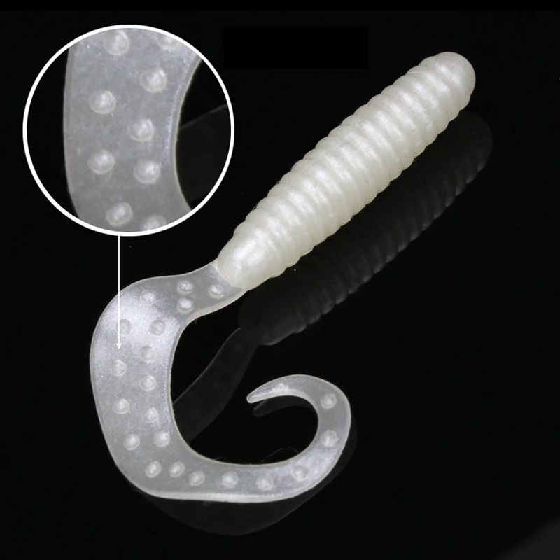 Juego de Señuelos de Pesca de cola larga, 5 uds., 6,5 cm, 2,4g, gusanos de plástico suave, cebo de Pesca, Spinnerbait de silicona, Swim Wobbler, señuelo de Pesca - imagen 2