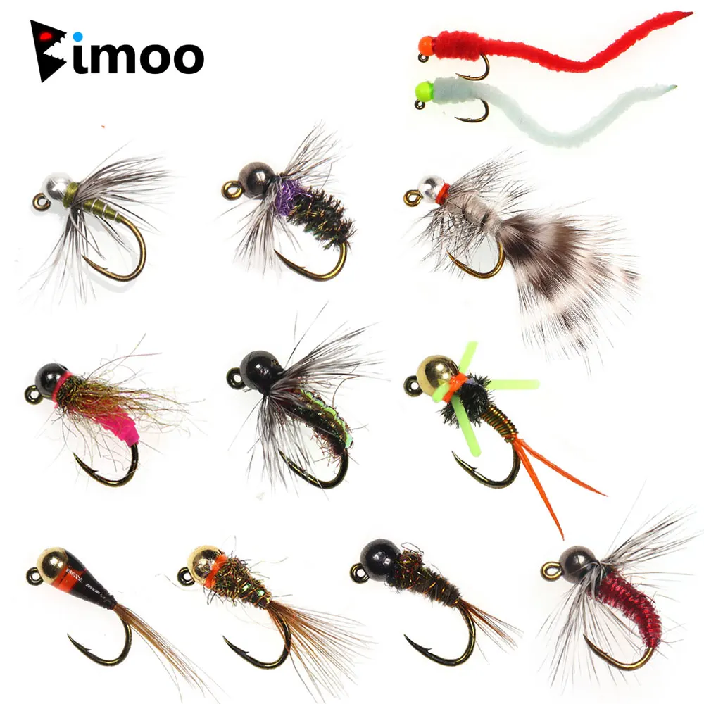 Bimoo 5/6 piezas # 10~ # 16 plantilla de púas Ninfa Jig Squirmy gusano Jig Bugger mosca hundimiento rápido húmedo Euro Perdigon Ninfa trucha Señuelos de pesca - imagen 2