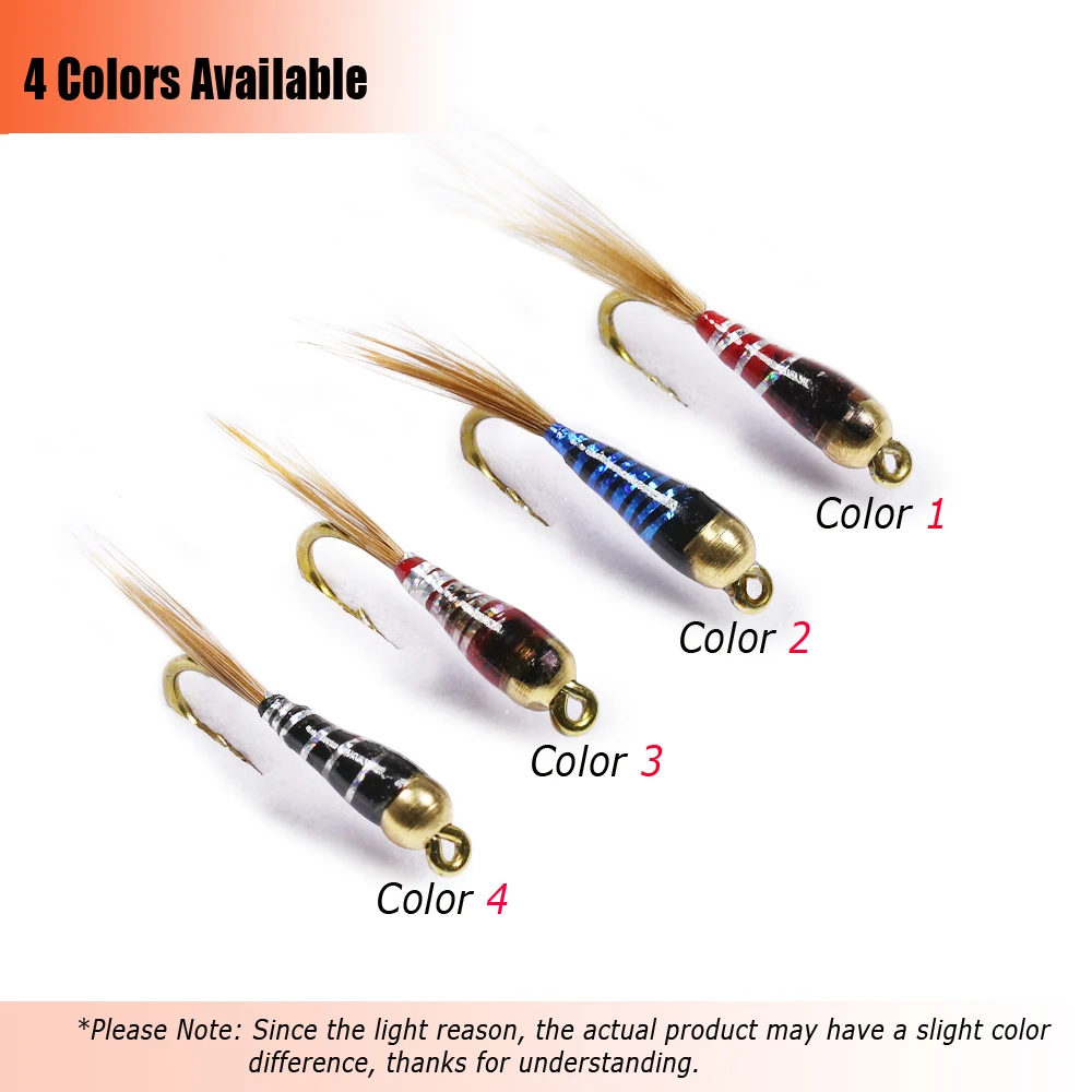 Explore la selección vibrante de ganchos de pesca con mosca de cuatro colores para experiencias de pesca mejoradas