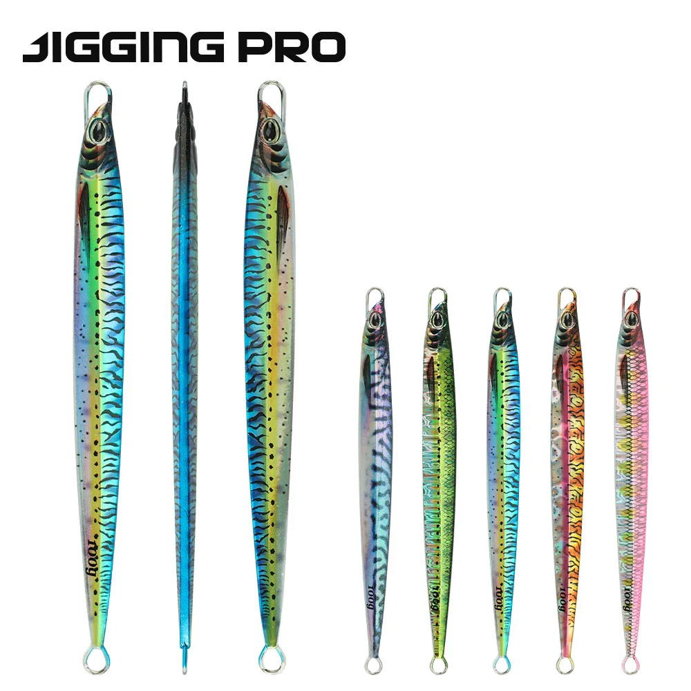 JIGGINGPRO 60g 80g 100g Impresión 3D Jig de velocidad señuelo de Jigging de Metal cebo de pesca señuelo de pesca de agua salada