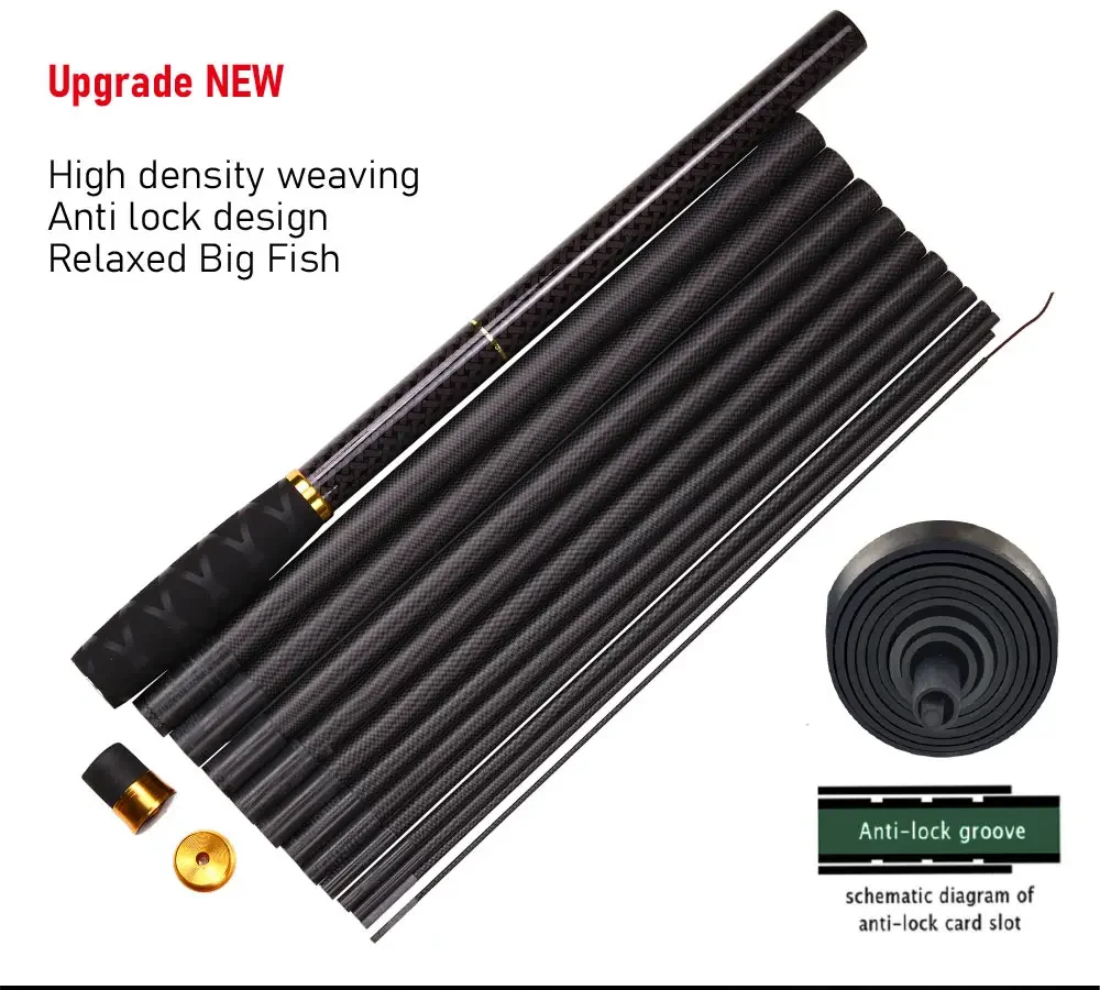 JOSBY-cañas de pescar de carbono ultraligeras, 3,6 M-7,2 M, viaje telescópico portátil, Mini alimentador de corriente, poste duro, Pesca de carpa de agua dulce - imagen 5