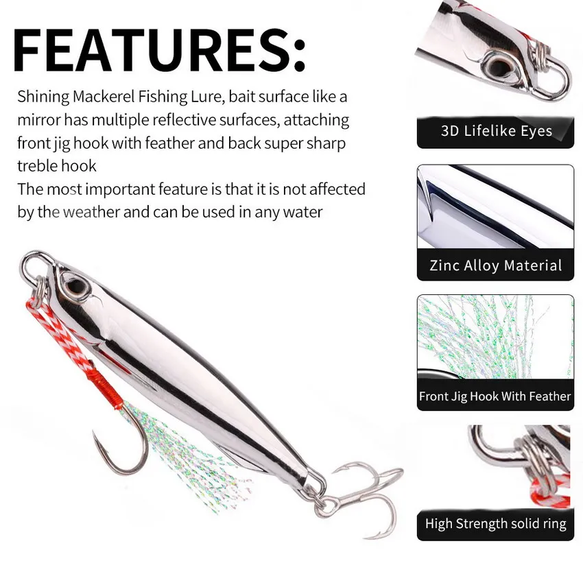 Señuelo Jigging Metal 7-10g agua salada – anzuelo con asistencia - imagen 3