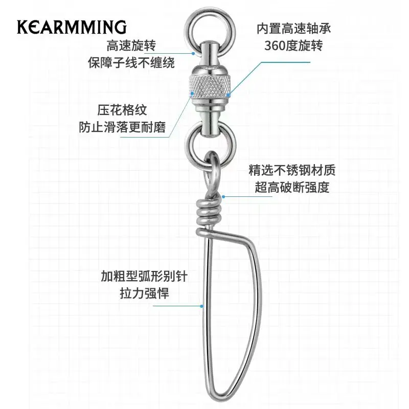 Zee Vissersboot Vissen Roestvrij Staal Reliëf Extra Sterke Gebogen Pin Lager Swivel Diepzee Slepen Vissen Connector - imagen 3
