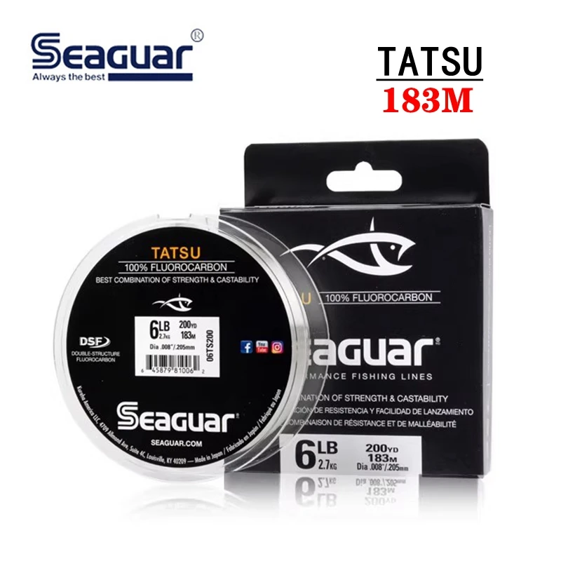 Línea de pesca de fluorocarbono Original Seaguar TATSU 100% línea de carbono japonesa 183m/914m 6LB/8LB/10LB/12LB/15LB/20LB/22LB/25LB - imagen 4