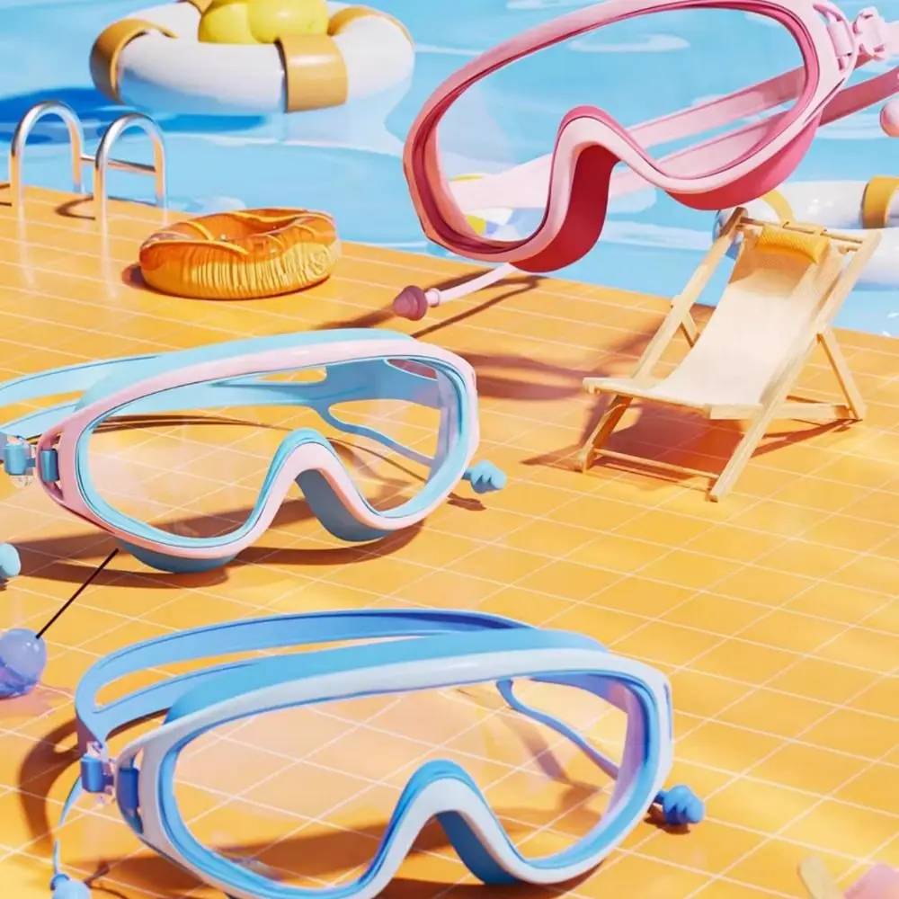Equipo de natación con marco grande para niños, gafas de natación antiniebla con vista amplia, gafas de natación ajustables Anti-UV, gafas de buceo para niños - imagen 4