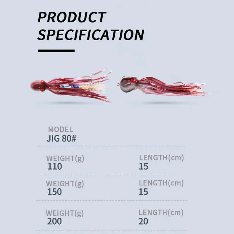 Pulpo Calamar señuelo suave curricán Wobbler 35g UV señuelo de Calamar de pesca con plomo Señuelos de Pesca de Mar cebo Artificial - imagen 5