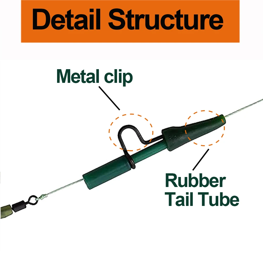 20 piezas clip de plomo de seguridad para carpa y gomas de cola para carpa gruesa preatada pesca carpa aparejo para el cabello accesorios de aparejos finales - imagen 2