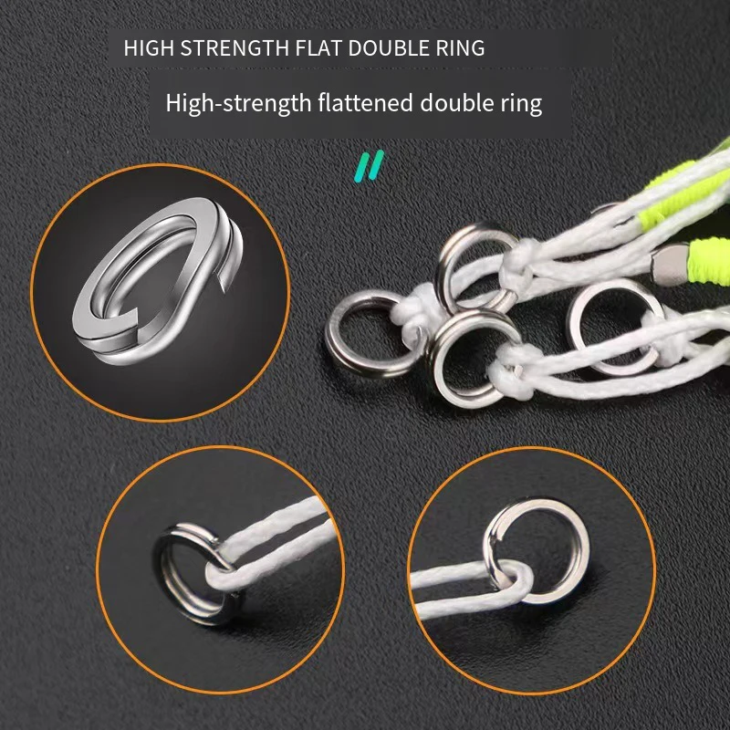 Falda reflectante de piel de pescado, anzuelo de asistencia doble Siingle, plantilla de Metal verde, gancho de acero rico en carbono con asistencia para pesca marina, 10 Uds. - imagen 3