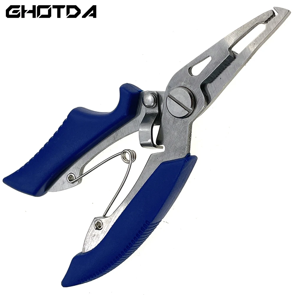 Alicates de pesca multifuncionales, removedor de gancho de acero inoxidable, cortador de línea, aparejos de pesca, agarre, Alicates de anillo dividido, actividades al aire libre - imagen 2