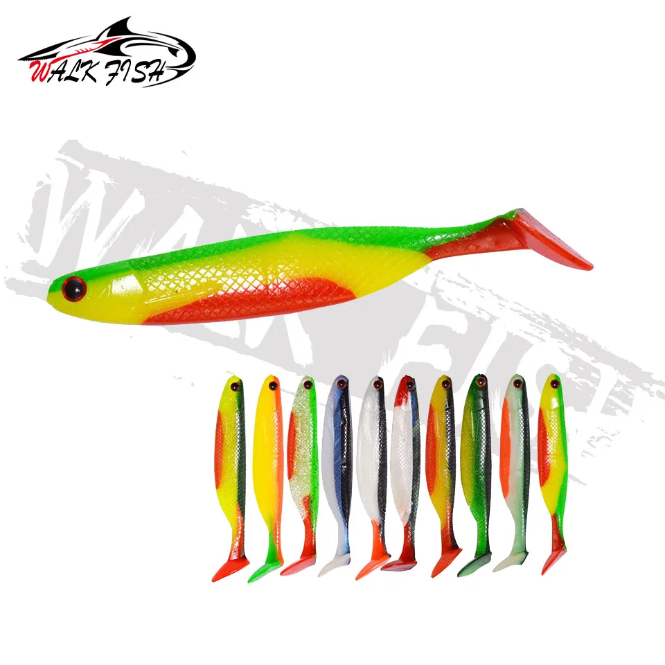WALK FISH-señuelo de silicona suave de 3 piezas, 9,5 cm, 8g, cola de paleta, Jigging, Wobblers Drive Shad, Swimbait, Fluke Pike Leurre - imagen 5