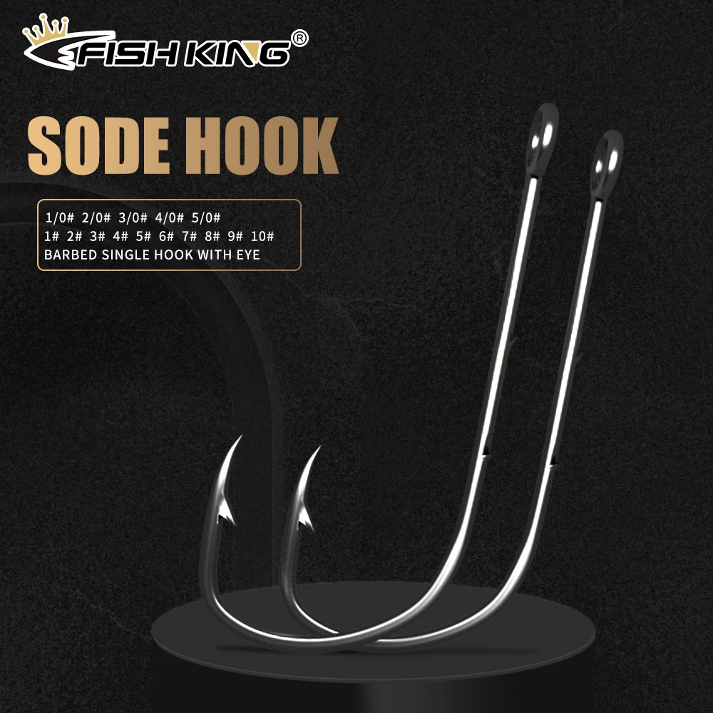 FISH KING SODE-anzuelo de pesca de acero de alto carbono, ganchos de púas de gusano de vástago largo con sedal de 120M, accesorios de pesca de carpa - imagen 2