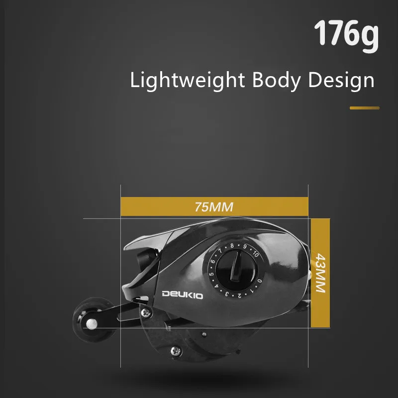 DEUKIO nuevo carrete de Baitcasting arrastre 6KG carrete CNC 7,1: 1 aleación de aluminio fibra de carbono doble mango Jigging carrete de Metal agua de mar - imagen 4