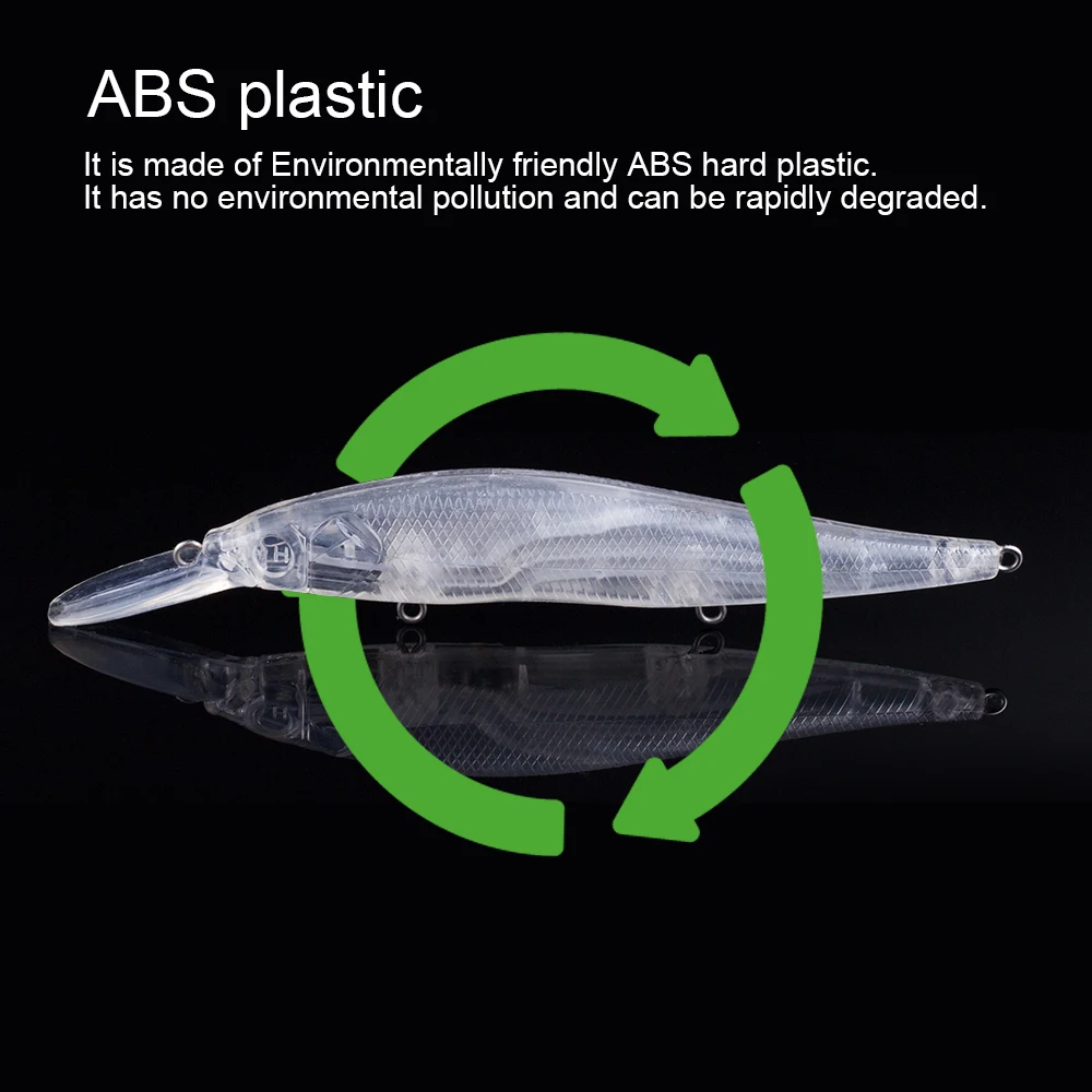 Hanlin-cuerpos de plástico duro ABS transparente, 10/20 piezas, 13,5 CM, 13G, pesca poco profunda, buceo, Jerkbait, pececillos sin pintar, aparejos de señuelo - imagen 5