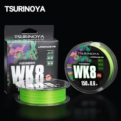 TSURINOYA WK8 hilo de pescar de PE trenzado 150M 8 hebras teje pesca de alta resistencia Ultra suave 14-50LB revestimiento fuerte de agua salada