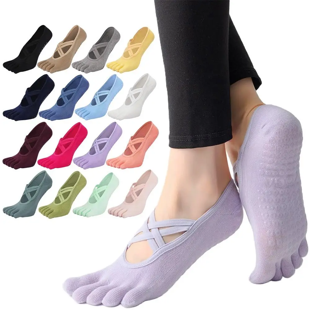Calcetines de Pilates antideslizantes de cinco dedos con silicona - imagen 3