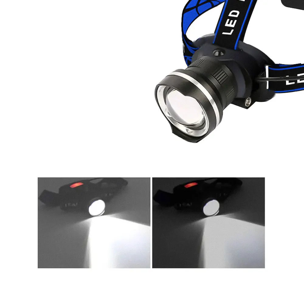 Frontal LED recargable con zoom – Impermeable para pesca y caza - imagen 4