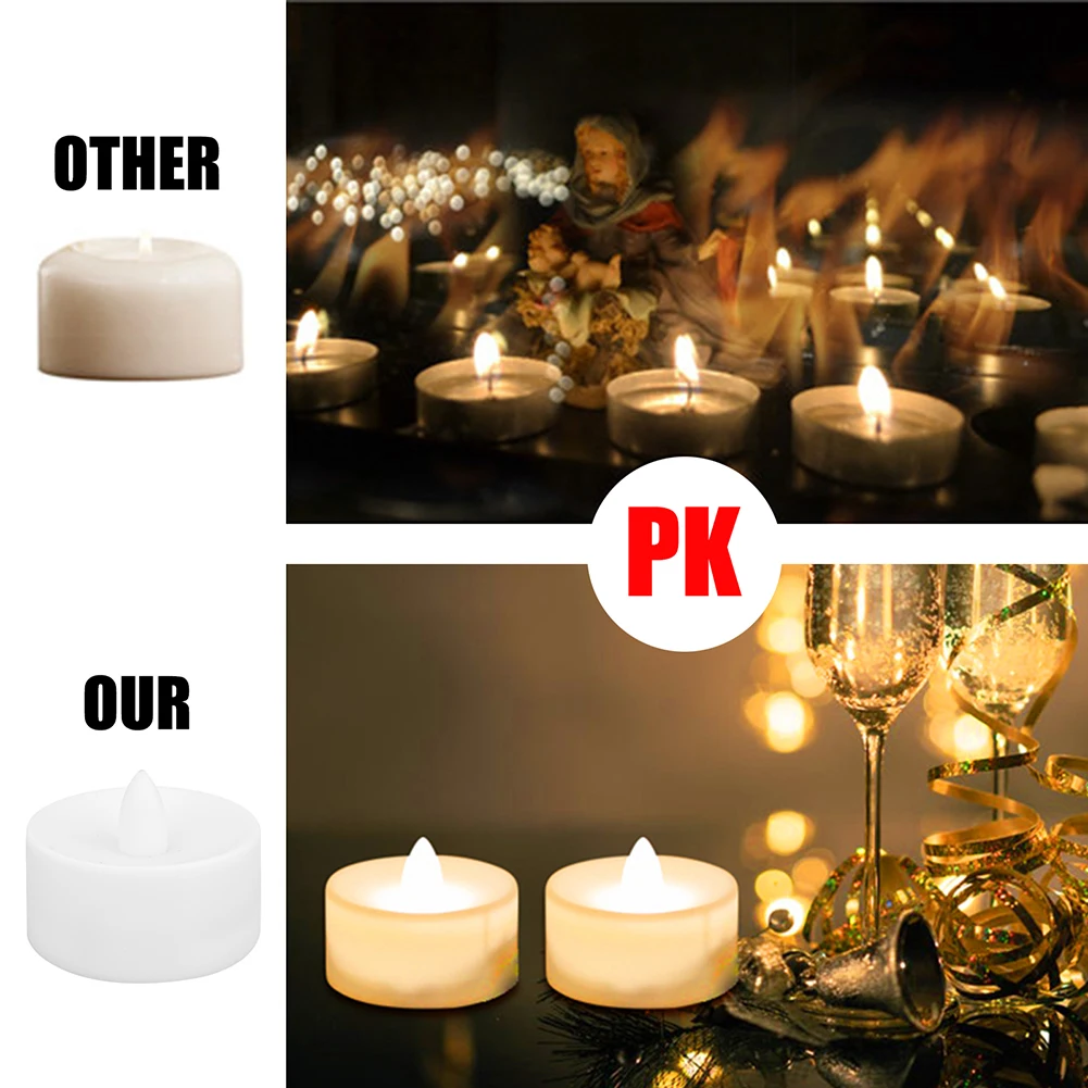 Luces de té Led sin llama con batería parpadeante remota, velas LED de 53x38mm, vela eléctrica para iluminación de té de boda y Navidad - imagen 3