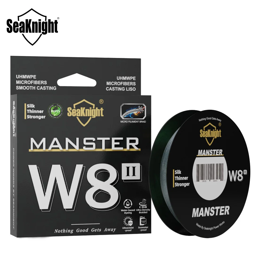 Línea de pesca SeaKnight marca W8 II serie 500M 8 hebras línea de PE trenzada avanzada anti-UV línea de pesca con revestimiento a prueba de agua de mar